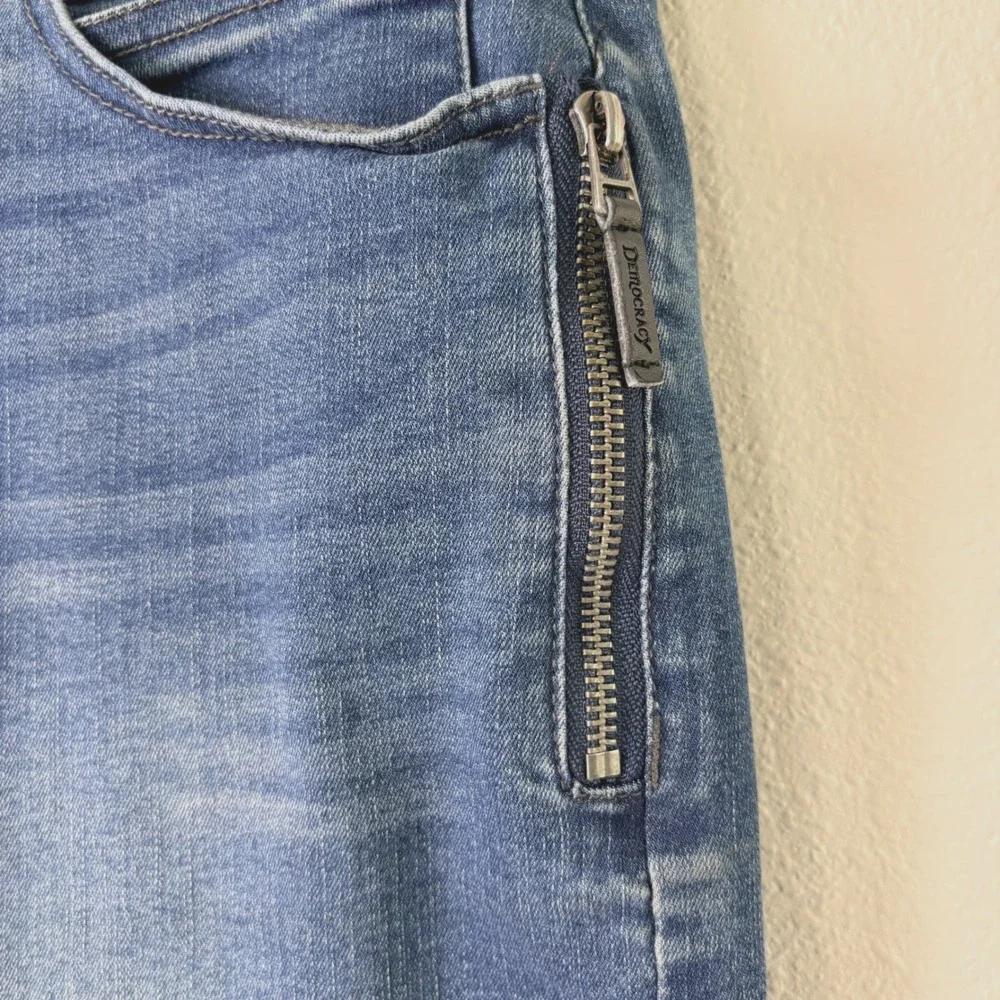 Democracy Denim Mini Skirt Women 12 Blue Ab Solution Zipper Pockets Cowgirl Y2K